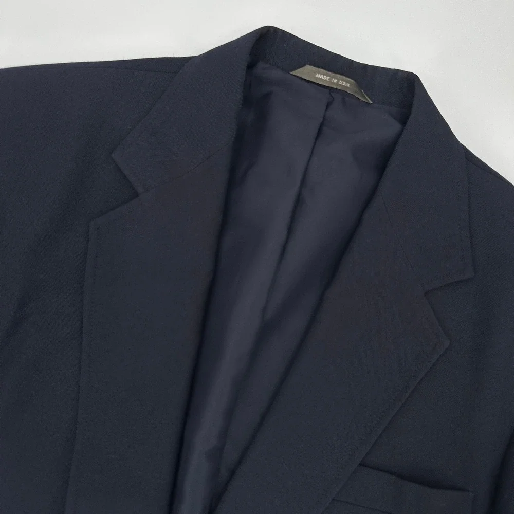 Reed St James Navy Blue Blazer Jacket Men Size 40 Two Button Wool Blend Made USA